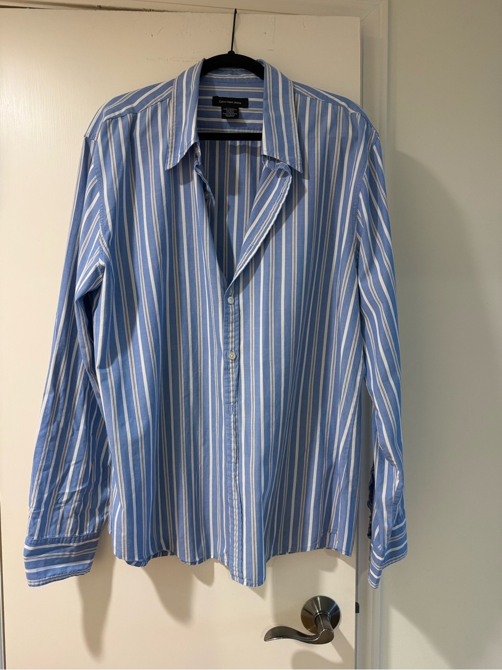 Calvin Klein Jeans Light Blue & White Striped Dress Shirt